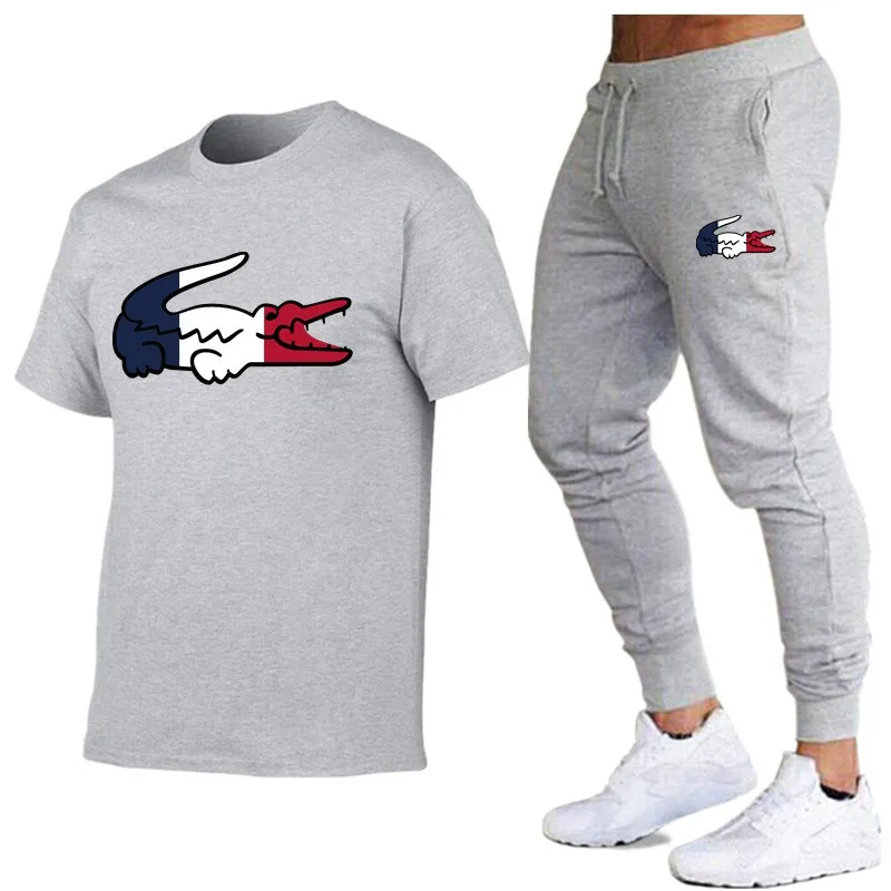 

Летний мужской спортивный костюм, Хлопковая женская спортивная уличная одежда, последняя мода, Мужская футболка и шорты