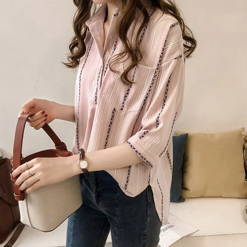 

Leader star women's shirt women blouses two-pink overfit shirt blouse