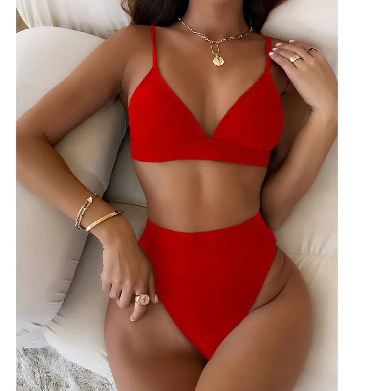 Красный сексуальный бикини женский купальный костюм купальник пуш-ап пляжная