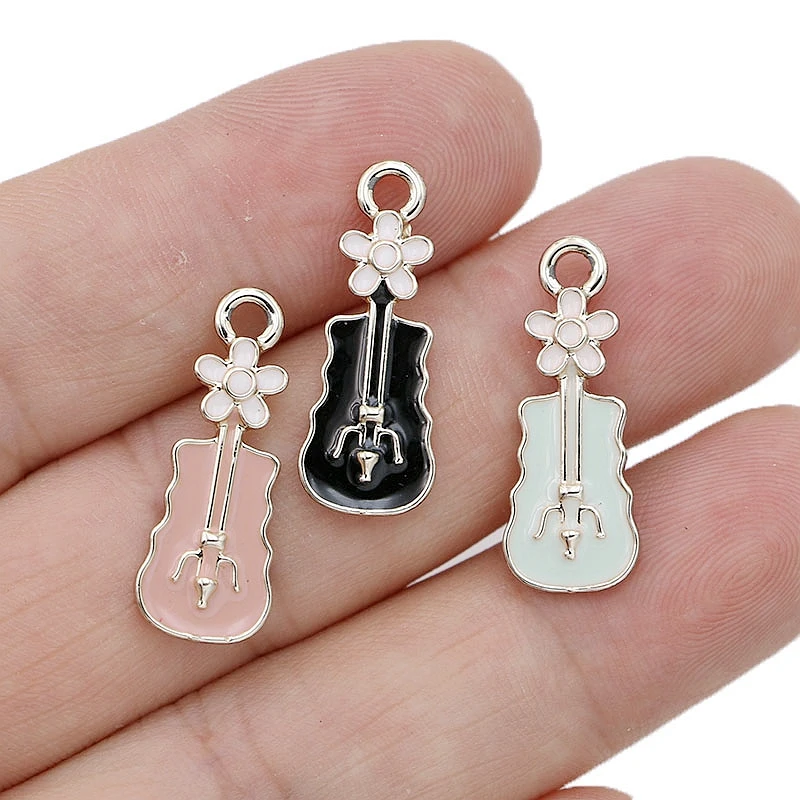 

5PCS Enamel Music Guitar Charm Pendant Jewelry Making Bracelet Necklace Earrings DIY Earrings Accessories Craft