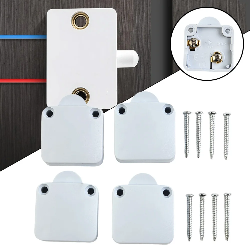 

Gate Switch Pantry Switch Indoor Outdoor Self-reset White 202A 4pcs Cabinet Door Closet Electrical For Cupboard