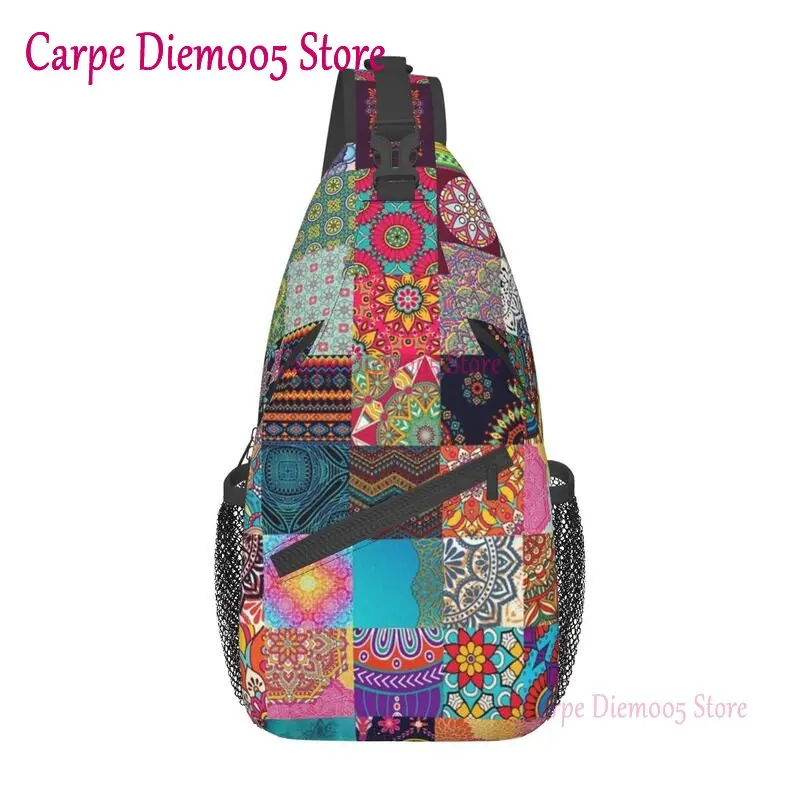 

African Patchwork Ethnic Print Sling Bag for Cycling Camping Men Africa Ankara Pattern Chest Crossbody Backpack Shoulder Daypack