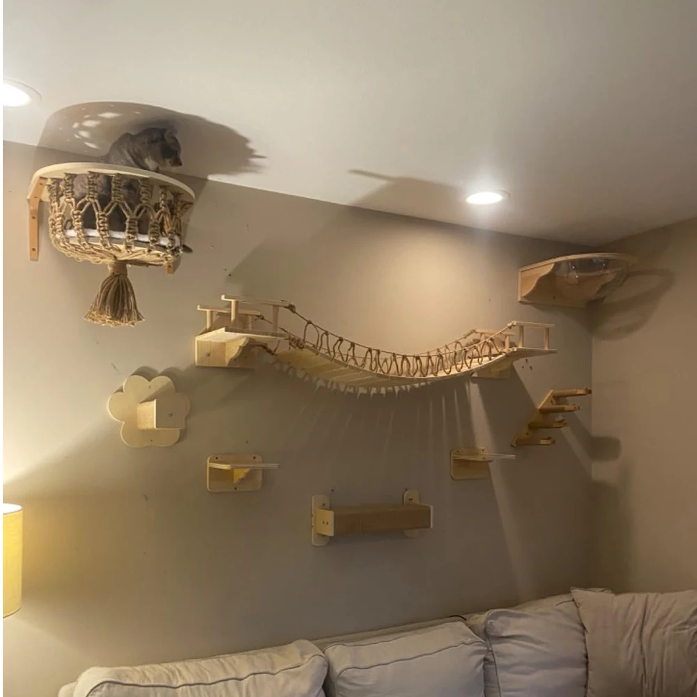 Лестница для кошек из сизаля стена скалолазания четырехступенчатая новейшая