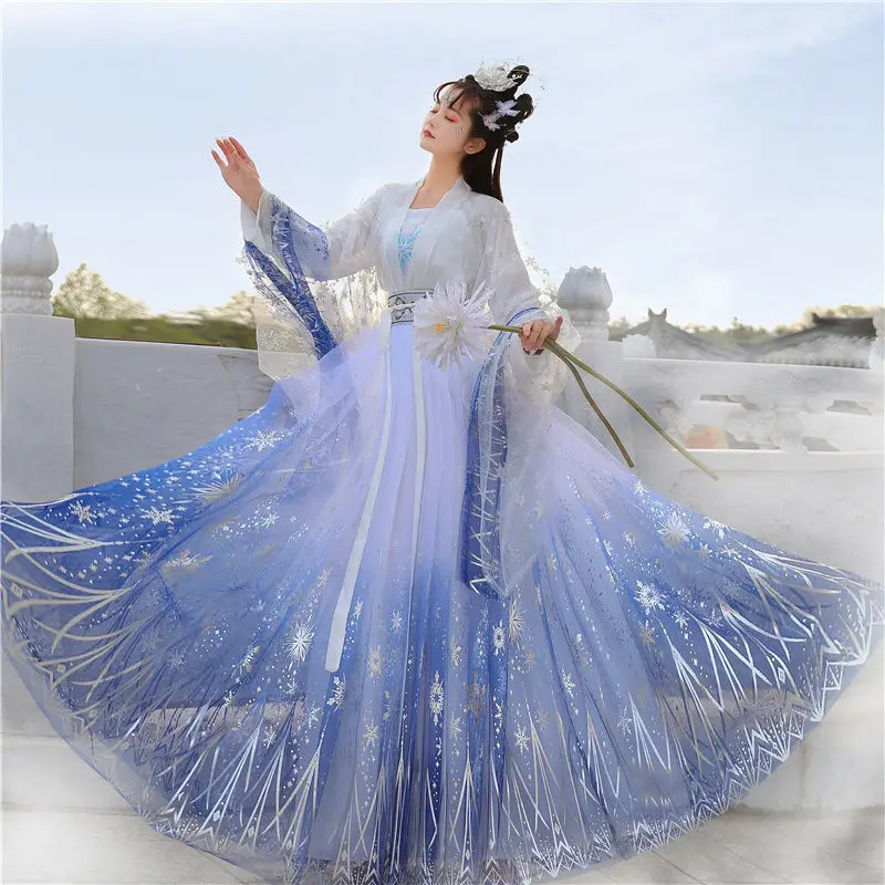 2023 Carol Star Sequins Gradient Shimmering Women Gown Set Traditional Chinese Dress Hanfu Prom Formal Birthday Christmas Gift