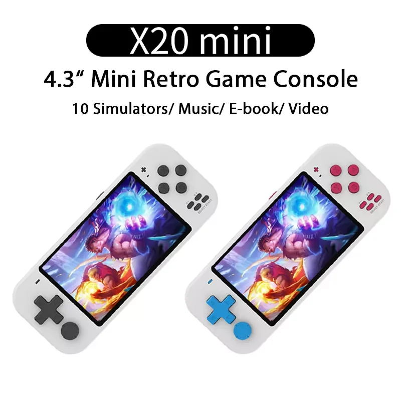 

NEW2023 X20 Mini 4.3Inch Screen Retro Video Game Console 10 Simulators Thousands Games Built-in Music,Video,E-Book Handheld Pla