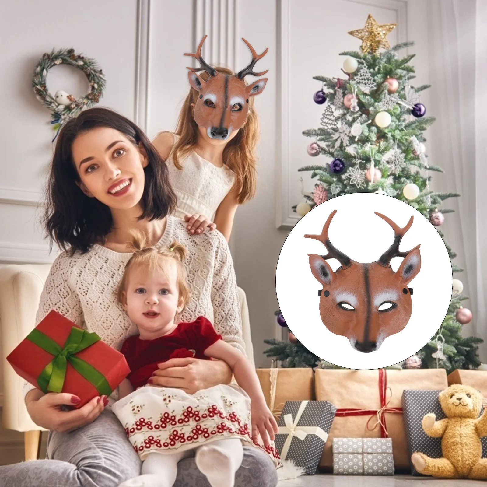 

Halloween Reindeer Mask Costume Prop Full Face Masquerade Party Cosplay Kids Costumes