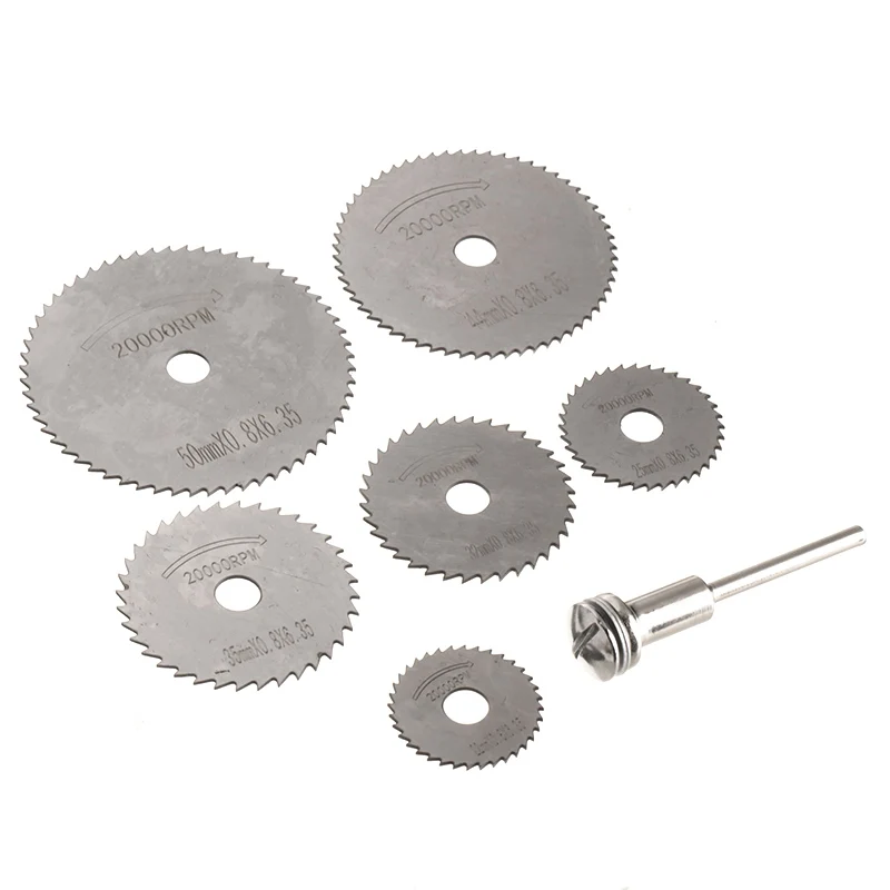 

7PCS Metal Blade Shank Multi Size Mini Saw Blades 22mm-44mm Circular Saw Disc Wheel High Speed Steel Sharp Serrated Cutting Tool
