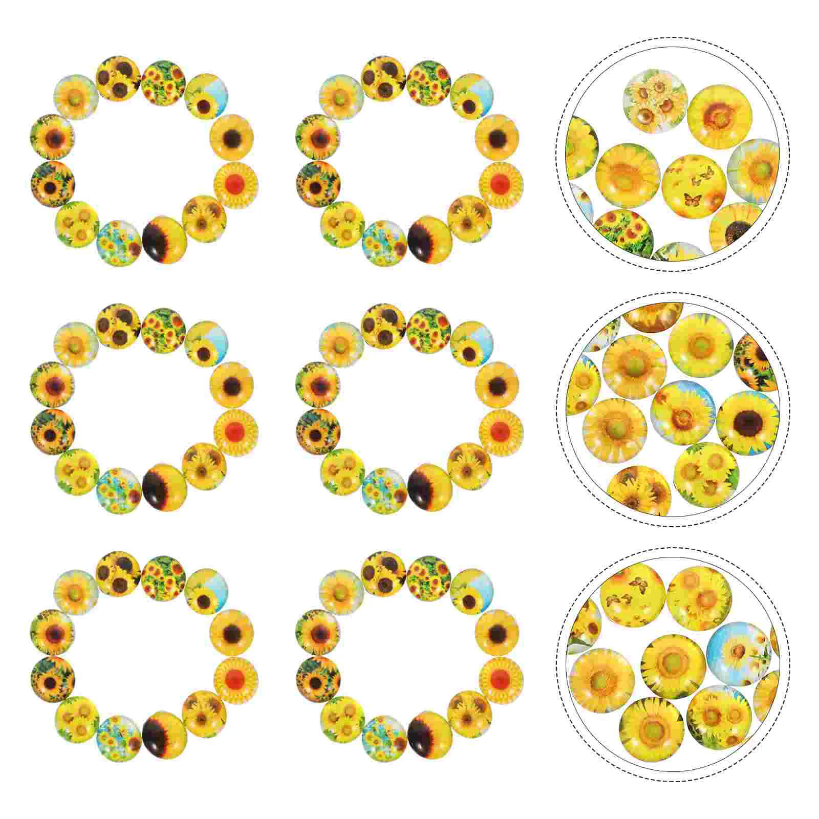 

Glass Dome Mosaic Round Gemstone Flatback Tilessunflower Halfjewelry Beads Photo Flat Flower Makingembellishments Gemstones