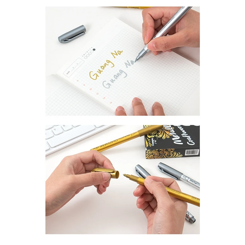 

12Pcs DIY Metal Waterproof Permanent Paint Marker Pens 1.5Mm Craftwork Resin Mold Pen Art Painting Student Supplies