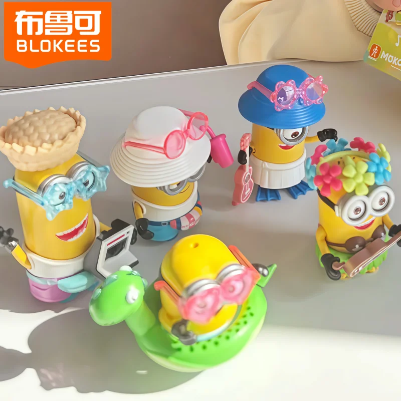 Фото Оригинальные фигурки Blokees Minions в слепой коробке, милые миньоны-аттракционы, настольное украшение DIY, серия Doudou Nest, таинственная коробка-сюрприз, игрушки, подарок №1