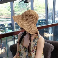 2022 womens summer bucket folding fashion stripe straw hat panamas uv protection sun visor seaside beach hat tide summer hats
