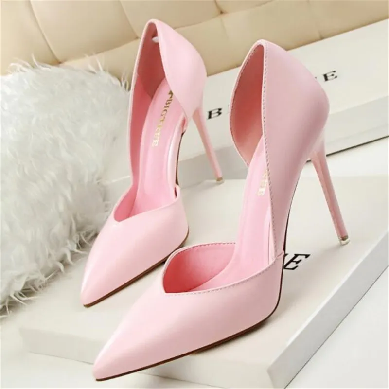 

Fashion simple sexy nightclub slim womens shoes stiletto high heels shallow mouth pointed hollow single shoes women's high heels