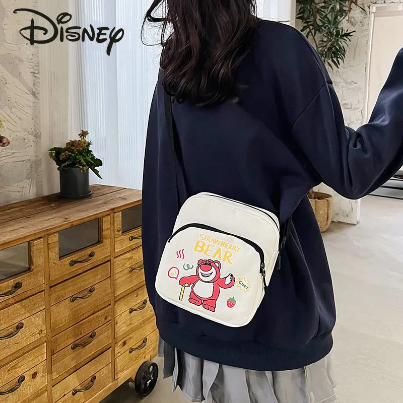 Disney Strawberry Bear Fashion Women's Bag High Quality High Capacity Crossbody Bag Cartoon Leisure Multifunctional Shopping Bag
