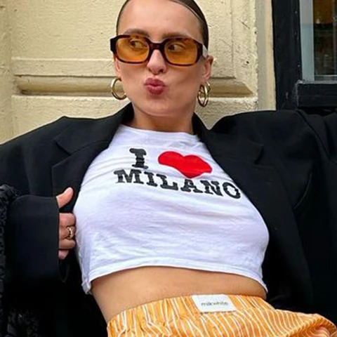 Женские футболки CDJLFH  I Love Milano Print