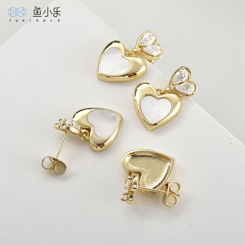 4K Electroplated Real Gold Color Retaining Height Texture Sticking Love Earrings Ear Studs DIY Rings Handmade Acce...