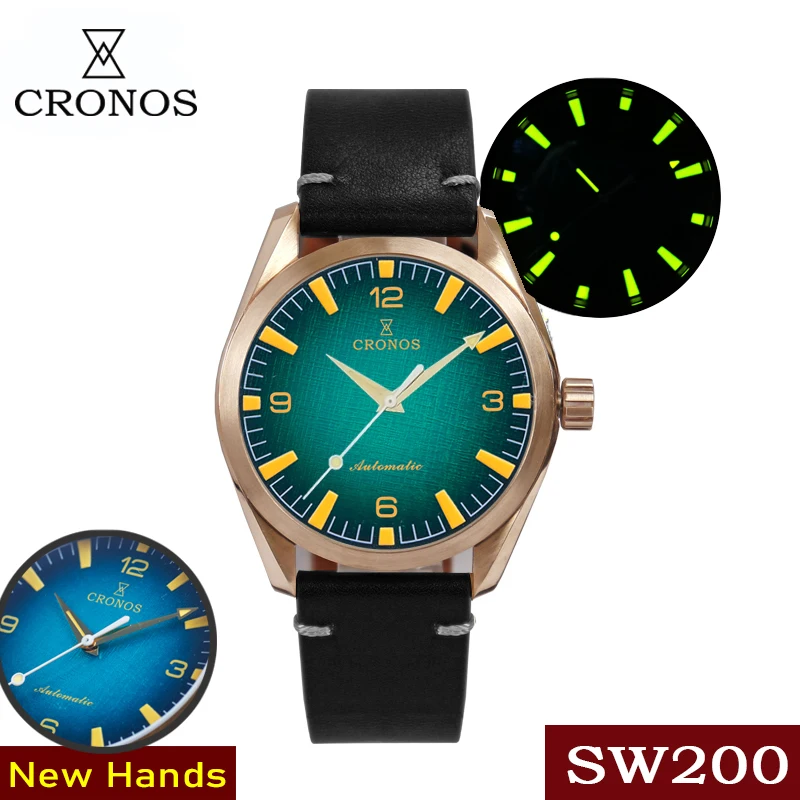 

Cronos CUSN8 Solid Bronze case 42mm 150m Waterproof Luminous SW200 Movement Sapphire Glass Pilot Automatic Mens Diving Watch