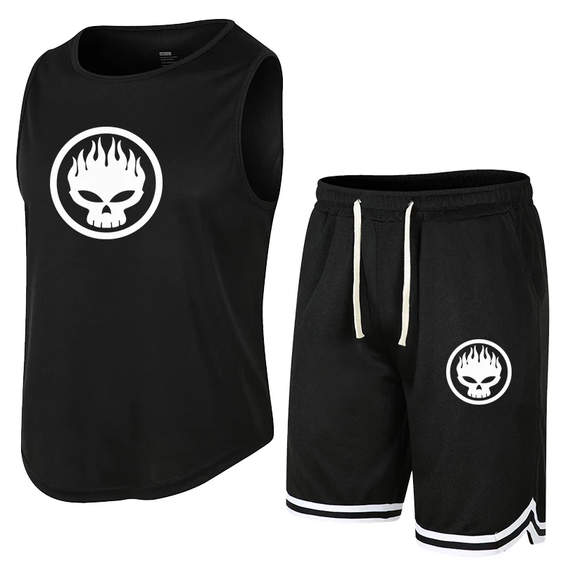 

Men's Set Summer 2pcs Outfits Sleeveless T-Shirt and Shorts High Quality Male Daily Sports fitness running Elasticity Tracksuit