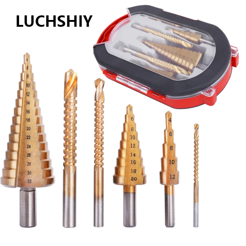 

LUCHSHIY Step Drill Bit Tools Kit Woodworking Tools Carpentry Metal Hole Cutter Core Saw Drill Bit Set Power Tool Accessories