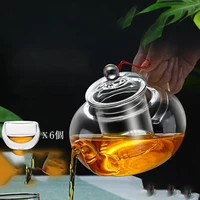 kata flower teapot high quality heat resistant glass flower tea potpractical bottle flower teacup glass teapot with infuser