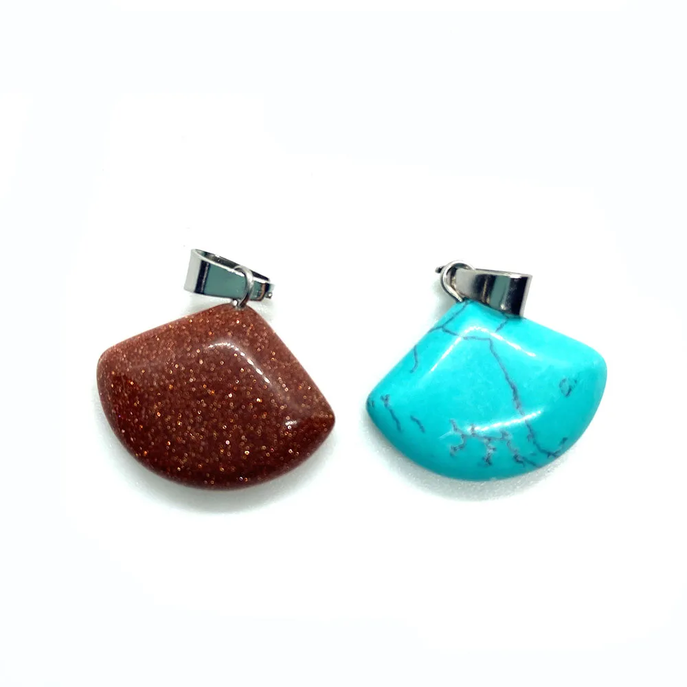 Кулон из натурального камня в форме веера для ожерелья 20x22 мм