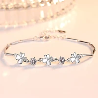 korean fashion four leaf clover bracelets rotating flower zircon chain for 2022 women jewelry luxury wedding party gift