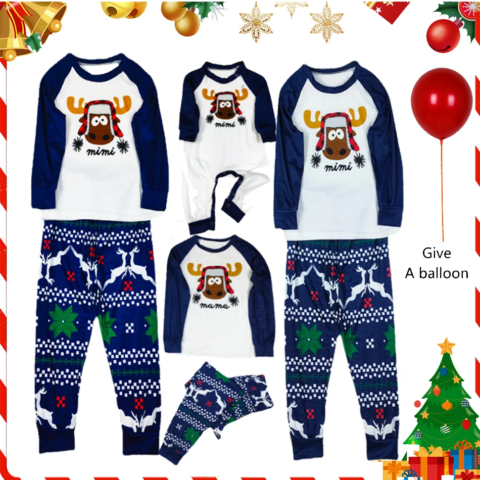 

2022 Family Christmas Pajamas Matching Set Xmas Deer Print Pijamas Mother Daughter Father Son Outfit Family Look Homewear Suit