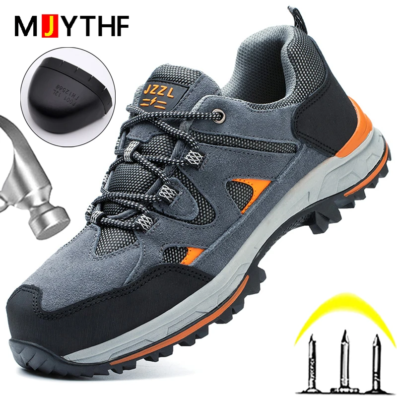 

Quality Cowhide Indestructible Safety Shoes Men Anti-smash Steel Toe Shoes Anti-puncture Work Sneakers 6KV Insulated Shoes Male