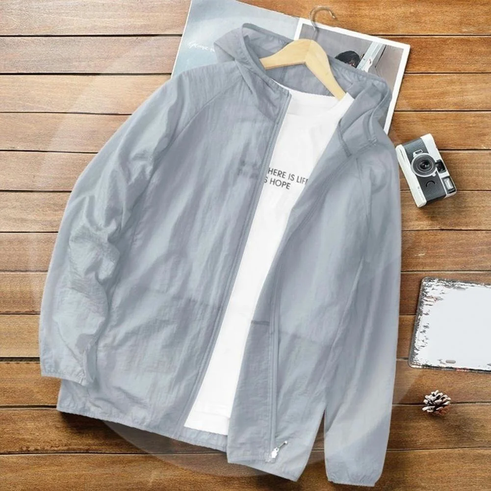 

Мужская Солнцезащитная куртка на молнии, тонкая, однотонная, для занятий спортом на открытом воздухе, повседневная одежда, на лето