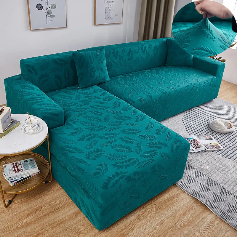 

3D Jacquard Elastic Sofa Cover Green Color Stretch Corner Sofa Cover Thick Couch Cover For Living Room housse canape dangle