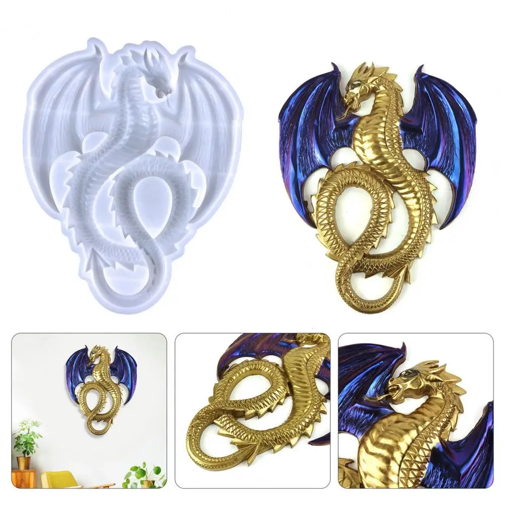 

3D Flying Dragon Shape Casting Mold Easy Release Non-stick DIY Silicone Resin Craft Mould for Home Decoration