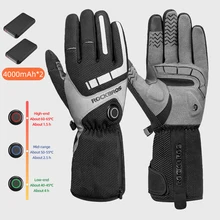 ROCKBROS Winter Heated Gloves Keep Warm Gloves Rechargeable Waterproof  Mittens USB Motorcycle Heated Gloves Moto Gloves