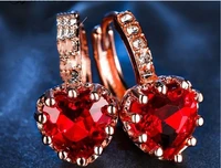 milan girl simple heart shaped earrings women new korean fashion style niche love high end copper inlaid zircon earrings