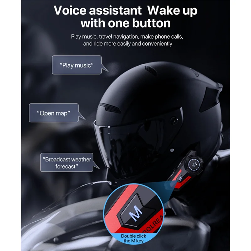 

Helmet Bluetooth Headset Motorcycle BT5.0 Multi-Functional Stereo Headphones Anti-Jamming Waterproof