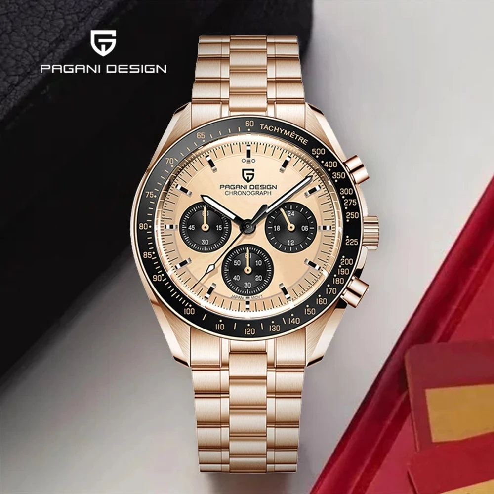 

PAGANI DESIGN New Gulf Quartz Men Luxury Watch Luminous Sapphire Stainless Steel watch for men 100M Waterproof VK63 Chronograph