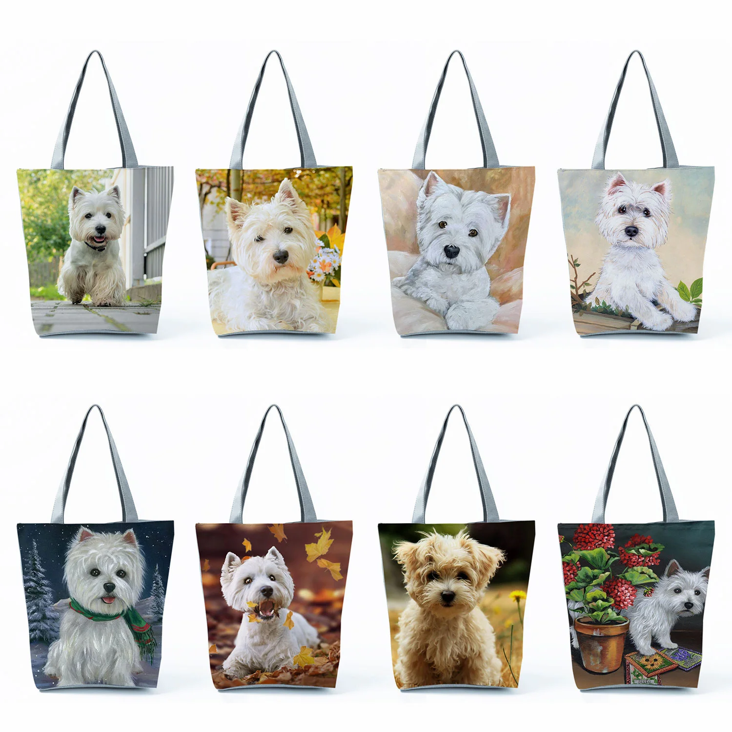 

Сумка для покупок Cute West Highland Terrier, сумки для продуктов, женские сумки с рисунком животных и собак, вместительные сумки через плечо, складной тоут