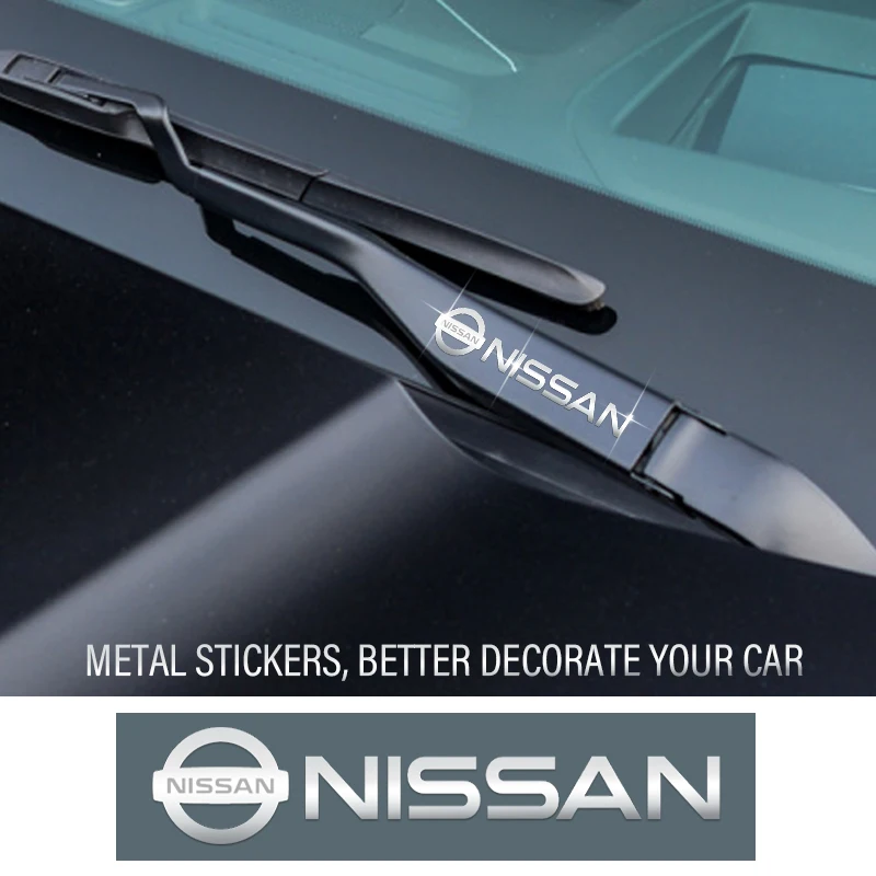 

3D Car Metal Emblem Window Wiper Stickers Reflective Decor Decals For Nissan Nismo Tiida Navara Juke Note x Trail t31t32 Qashqai
