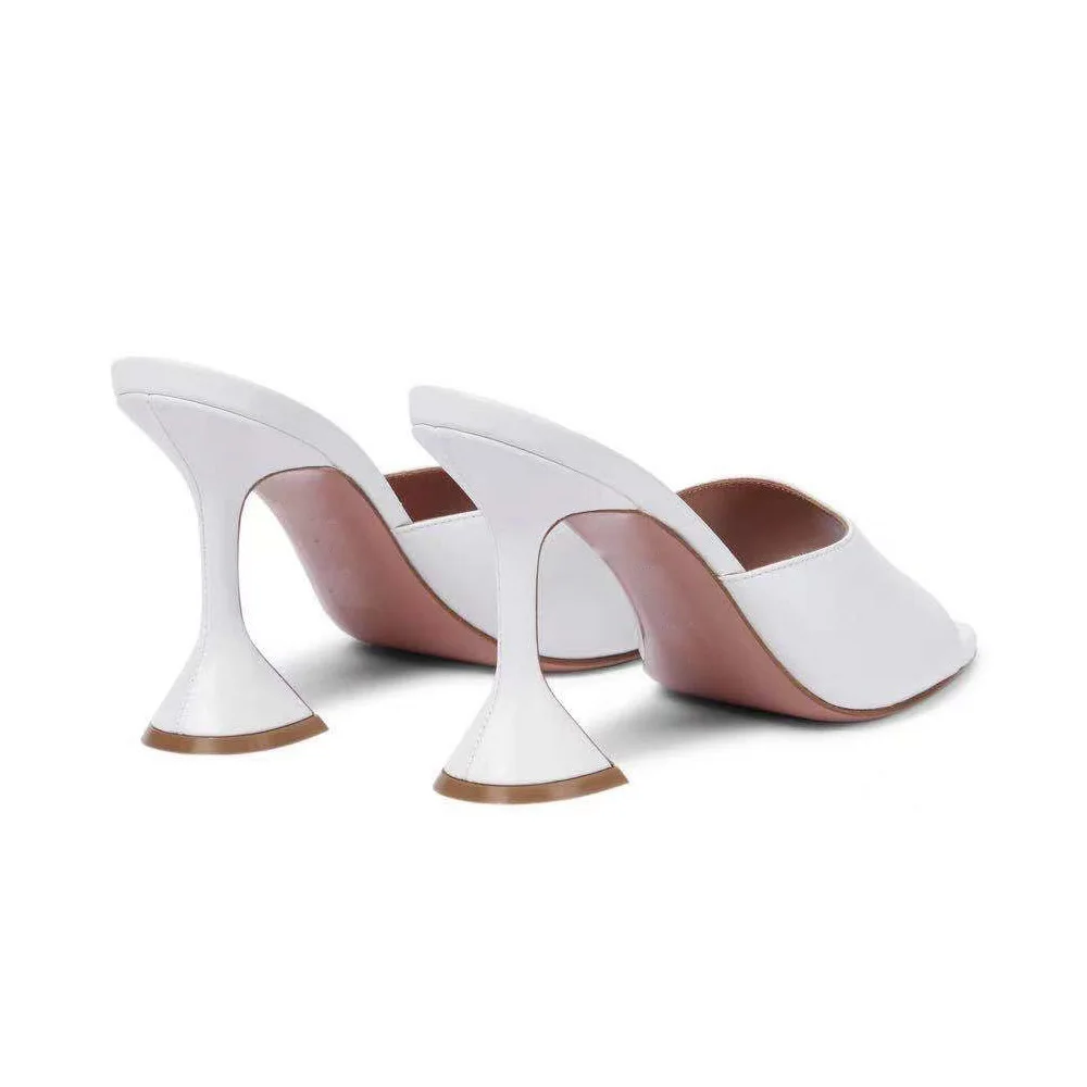 Triangle Heel Square Head Open Toe Roman High Heel Slippers