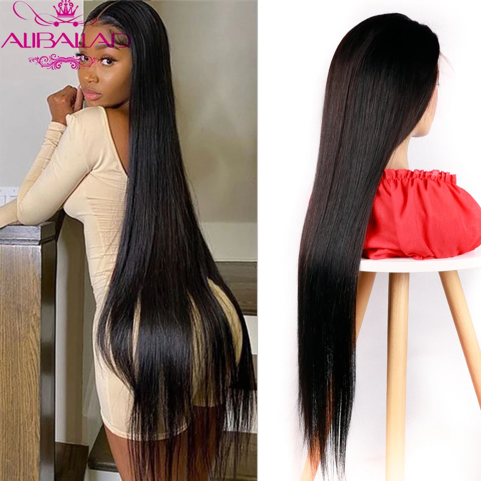 30 Inch Bone Straight 13x4 Lace Front Wig T Part Straight Human Hair Wigs  For Women Transparent Lace Brazilian Remy Hair