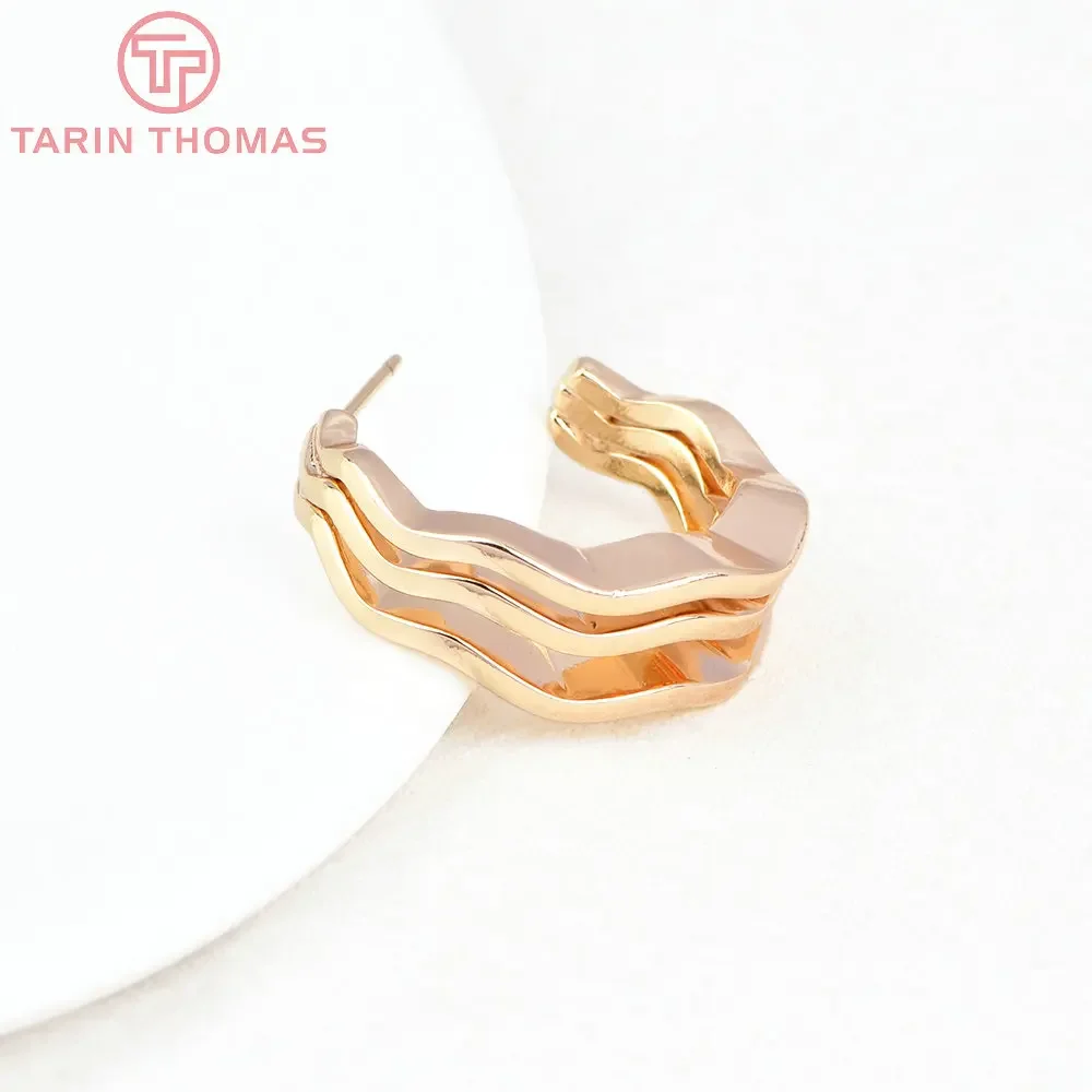 (7493) 2 шт. 18x22 5 мм 24-каратное золото латунные серьги-гвоздики неправильной формы