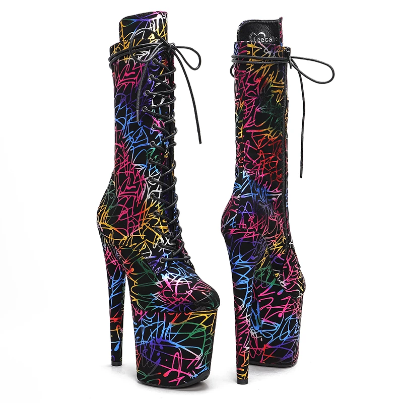 Leecabe  Colorful Upper 20CM/8inches  High Heel platform  open toe Pole Dance boots