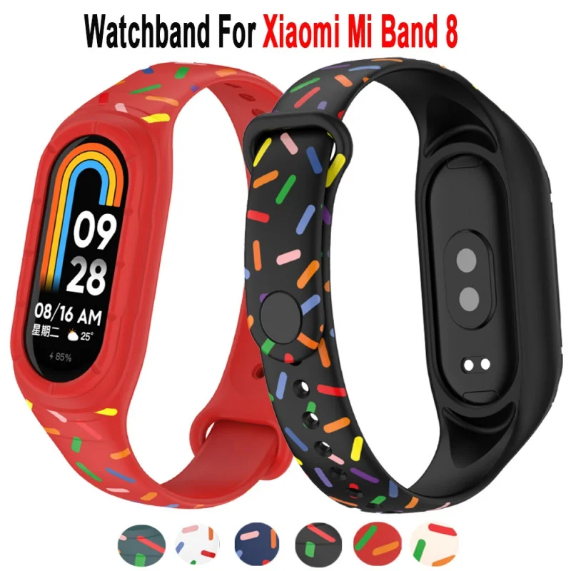 

For Xiaomi Mi Band 8 Rainbow Candy Silicone Strap For Mi Band 8 Skin Feel Breathable Bracelet Wristband for Xiaomi mi band 8