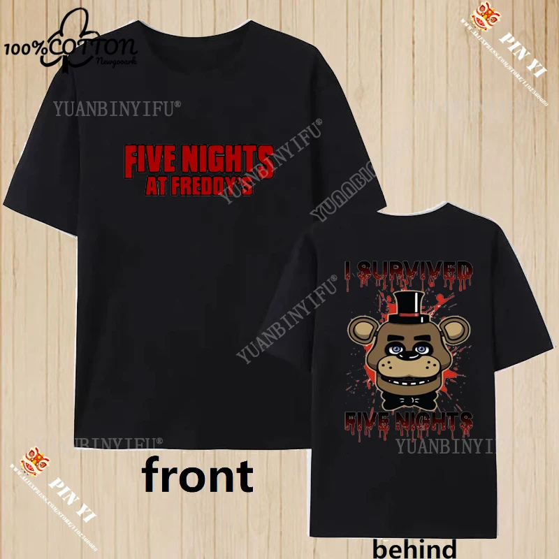 Фото Harajuku модная повседневная футболка Fnaf 2 Animatronics Five Nights A Street с летним принтом, 100% хлопок, креативная футболка с круглым вырезом и короткими рукавами №1