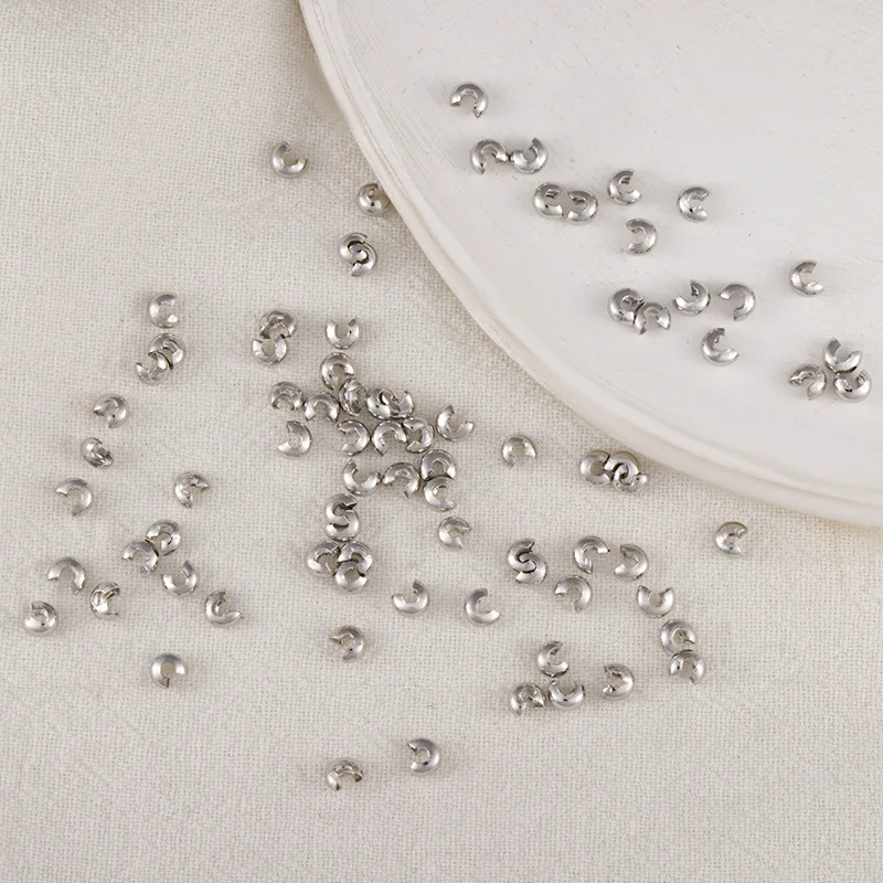 Open Crimp Covers End Beads Stopper Spacer 3mm 4mm 5mm Gold and Silver Color Plated Copper Jewellery Findings Diy Making Suppli