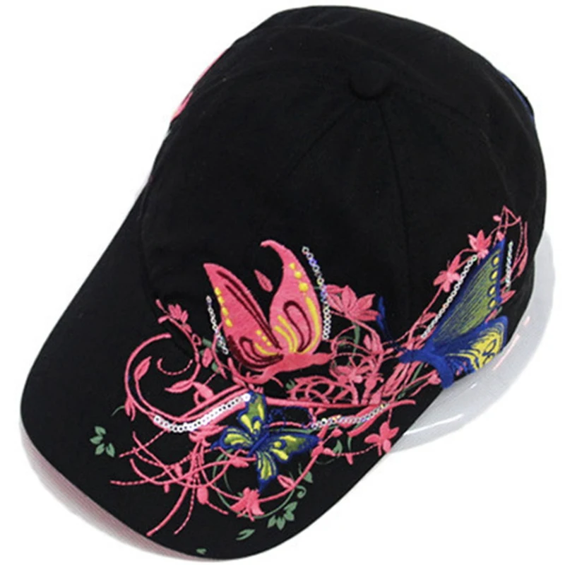 

Cap Hat For Women Sequin Embroidered Baseball Cap Butterfly Embroidered Duck Tongue Lip Print Tide Hat Bonnet Sunscreen Sun Hat