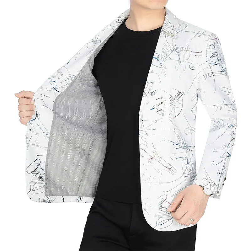 

2023 Sunscreen Clothing Thin Middle-aged and Young Men's Suit Coat Casual Suit Mens Coats Designer Luxury Shiny Jacket for Men