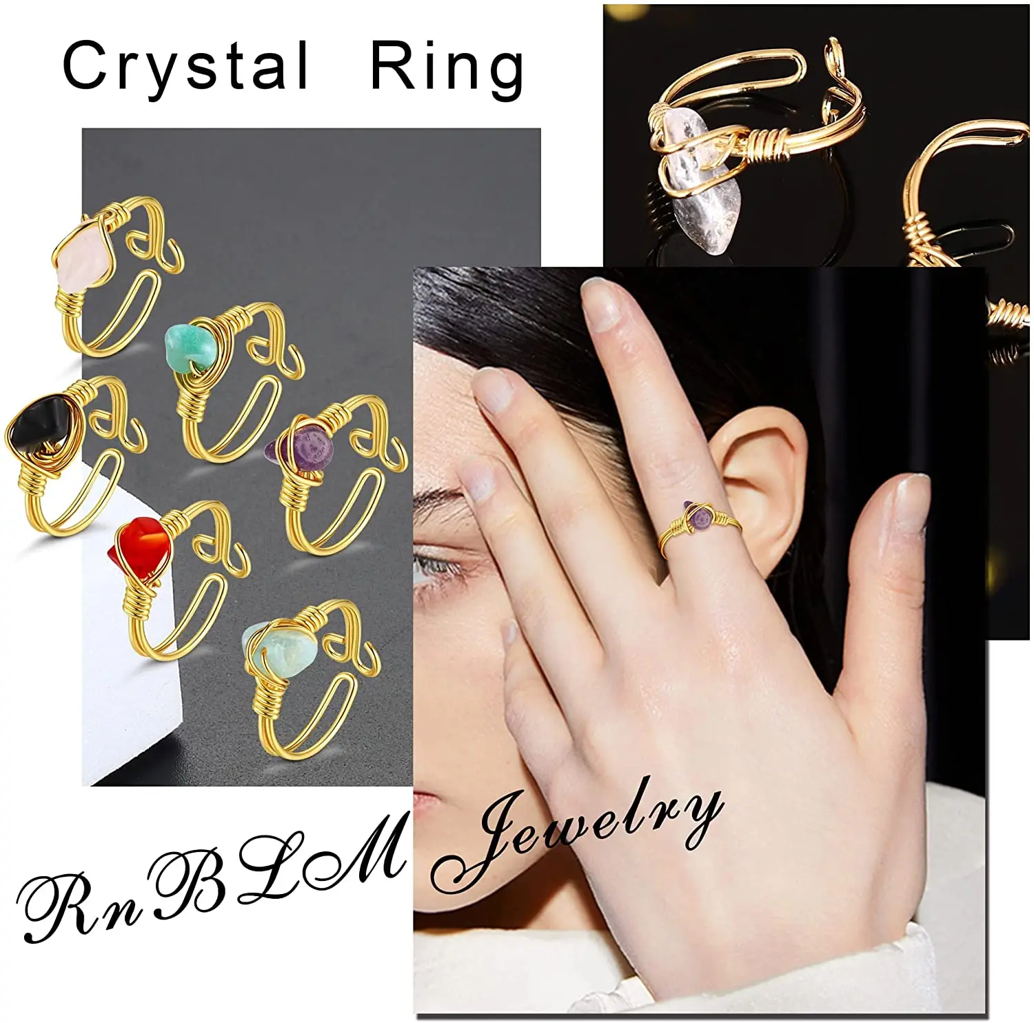 Кольцо с кристаллами для женщин 6 шт. |