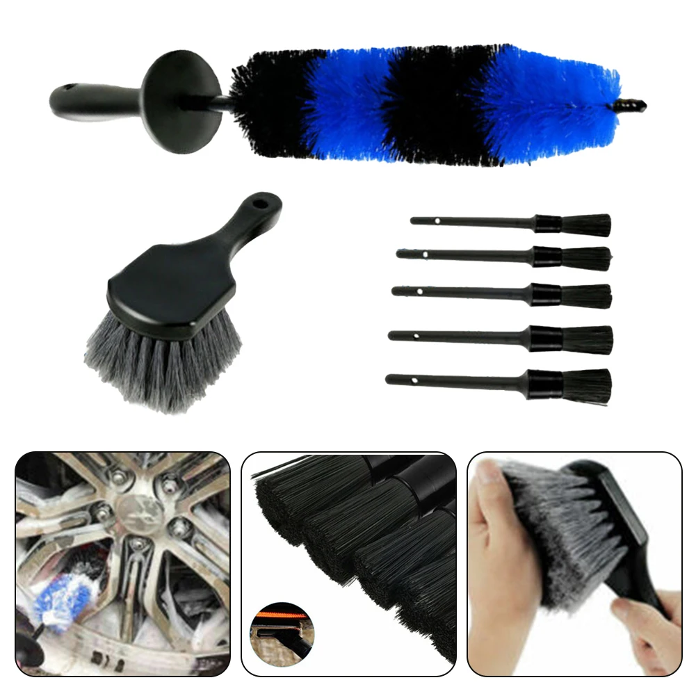 

ForEngine Emblems For Cleaning Wheels Car Detail Brushes Long Brush Wheel Hub Brush Car Detailing Brush Detail