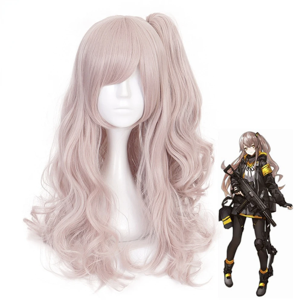 

Парик для косплея девушек Frontline Ump45 UMP9, термостойкие искусственные волосы с длинными вьющимися волосами для Хэллоуина, искусственная игра + шапочка для парика