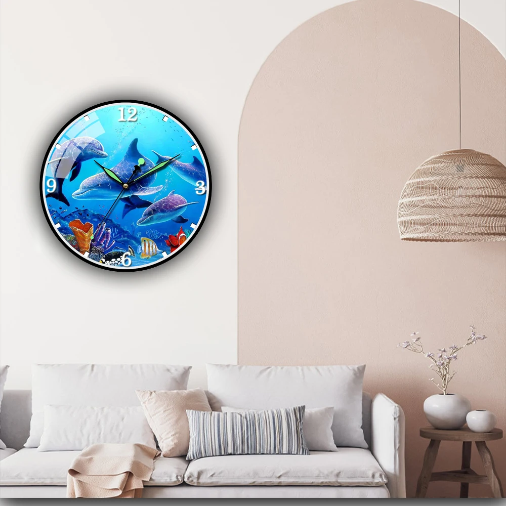 

Акриловые настенные часы Life Dolphin, бесшумные украшения для спальни, гостиной, современный дизайн