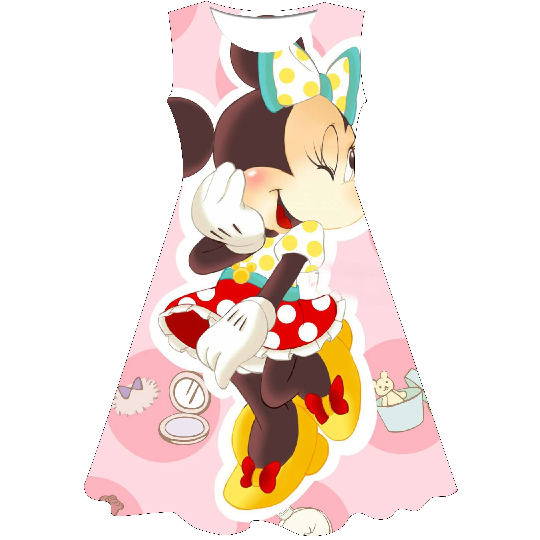 

Платье принцессы без рукавов для девочек, классическое летнее платье с мультяшным рисунком Микки Мауса Диснея, летняя одежда